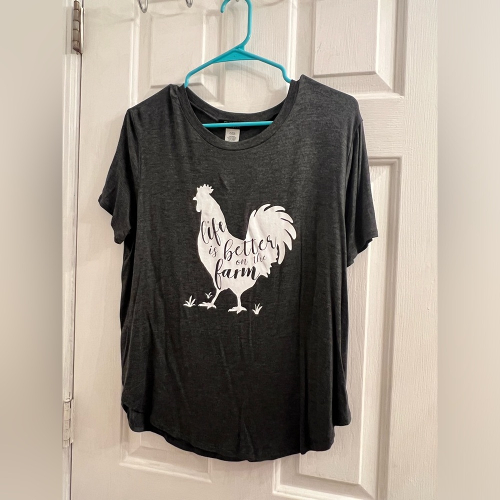 Size large gray life is better on the farm soft shirt farming chicken
